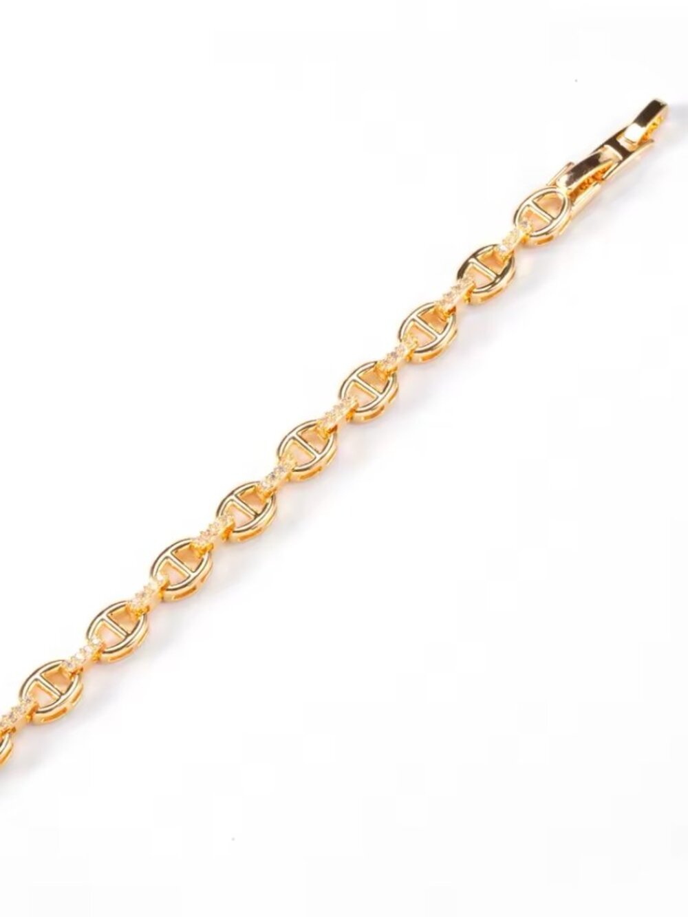 Oval Coffee Bean Fashion H-link 18K Gold Plated Cuff Bracelet Women's Adjustable - Picture 7 of 8